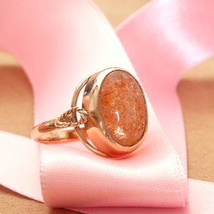 Handcrafted 14K Rose Gold Ring With Sunstone, Appraised $2600, Unique, Artisan